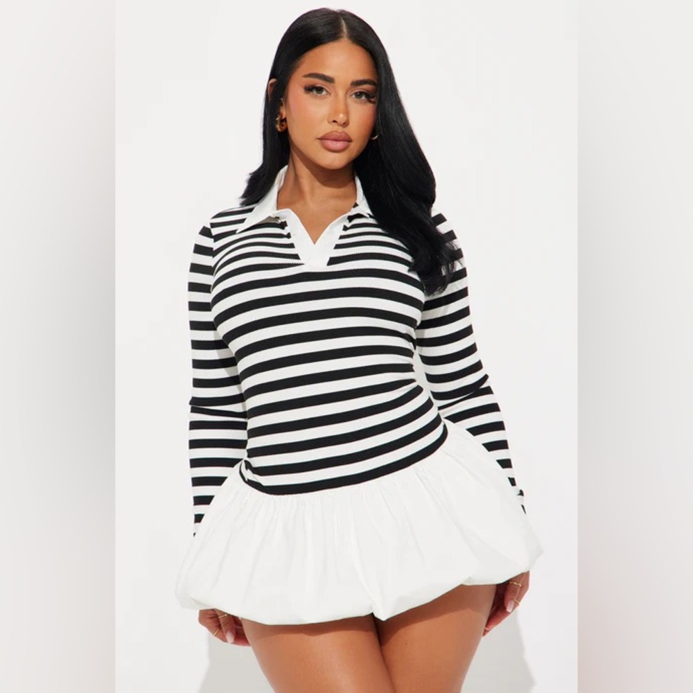 Limitless Striped Bubble Micro Mini Dress